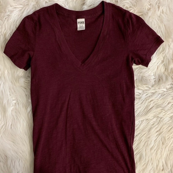 PINK Victoria's Secret Tops - PINK maroon v-neck